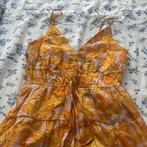 MINKPINK Yellow Orange Floral Maxi Dress